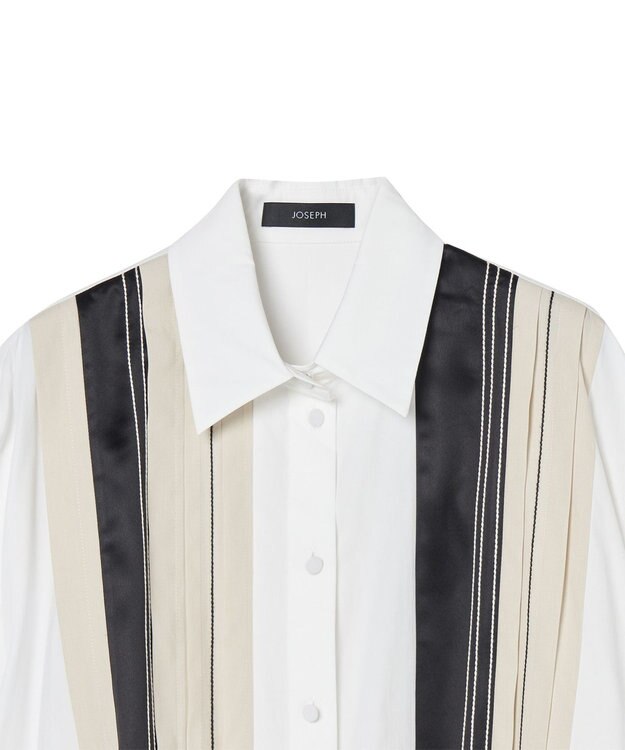 JOSEPH 【洗える】ポプリンカラーブロック　リラックスブラウス B&W Quail