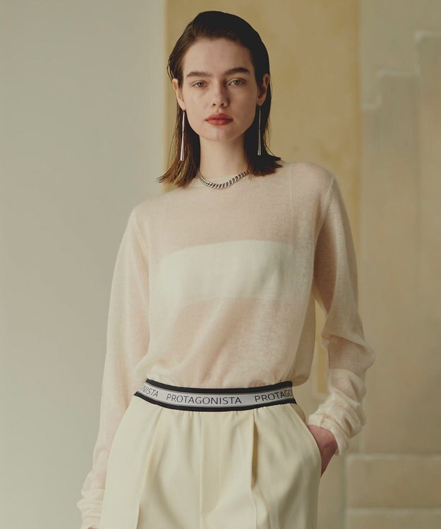 BEIGE， PROTAGONISTA / シアーモヘアニット White