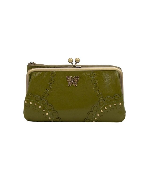 ANNA SUI マチルダ 二つ折り口金長財布 カーキ