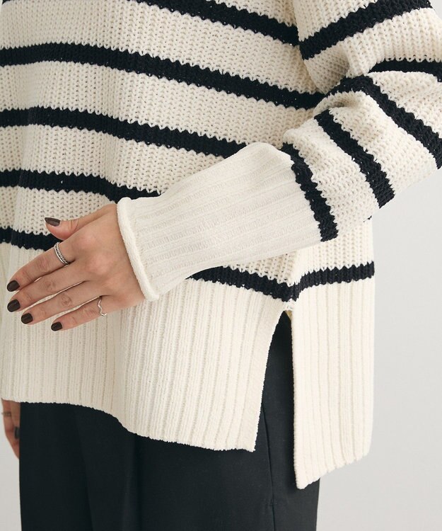 Green Parks ｍｏｋｏモールモックネックニットプルオーバー Border