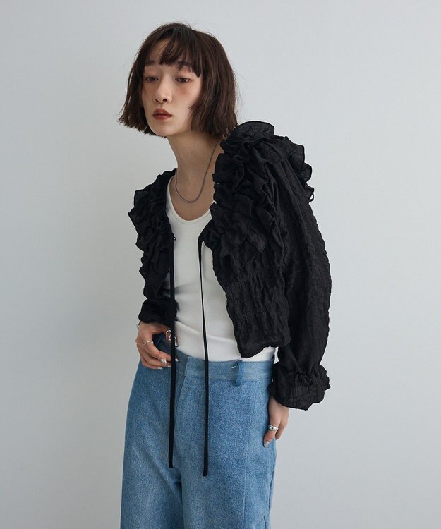 Green Parks ２ＷＡＹフリルブラウス Black