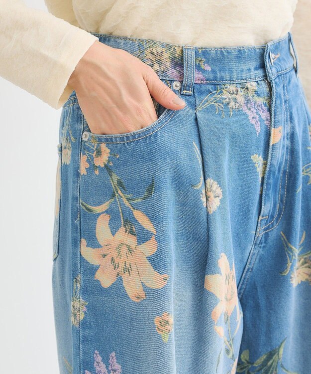 Green Parks ・ＳＵＧＡＲ　ＳＰＯＯＮ　フラワーｐｔデニムワイドパ Indigo