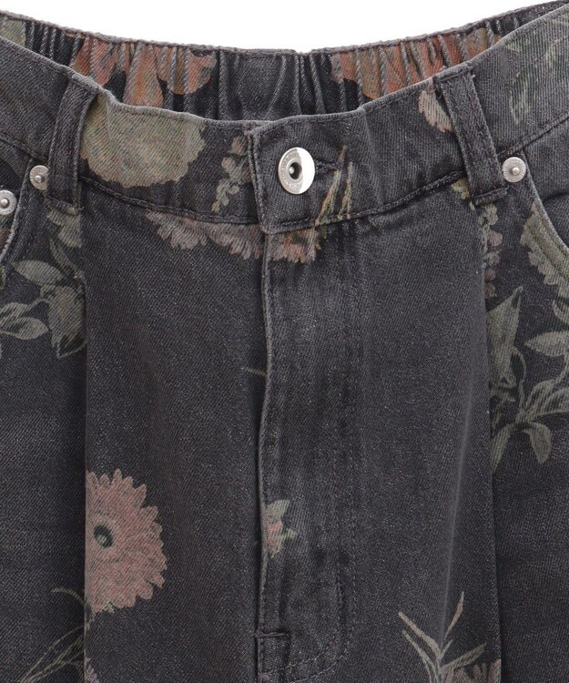 Green Parks ・ＳＵＧＡＲ　ＳＰＯＯＮ　フラワーｐｔデニムワイドパ Black