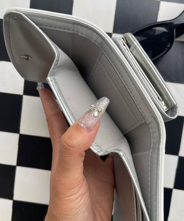 WEGO パイピングガマ口ウォレット シルバー