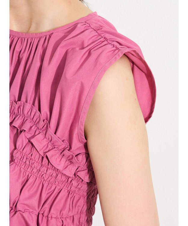 Green Parks シャーリングデザインコルセット風ブラウス Pink