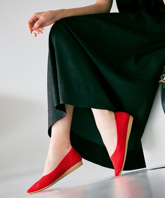 steppi 【洗える/撥水】ポインテッド メッシュ パンプス レッド