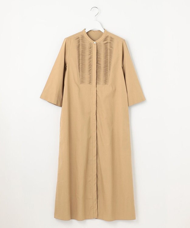 23区 【Indian Factory】コットンポプリン タックディテール シャツワンピース サンドベージュ