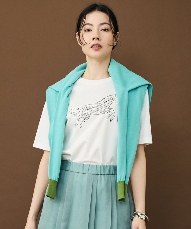 自由区 S カラーブロック カーディガン ブルー×グリーン