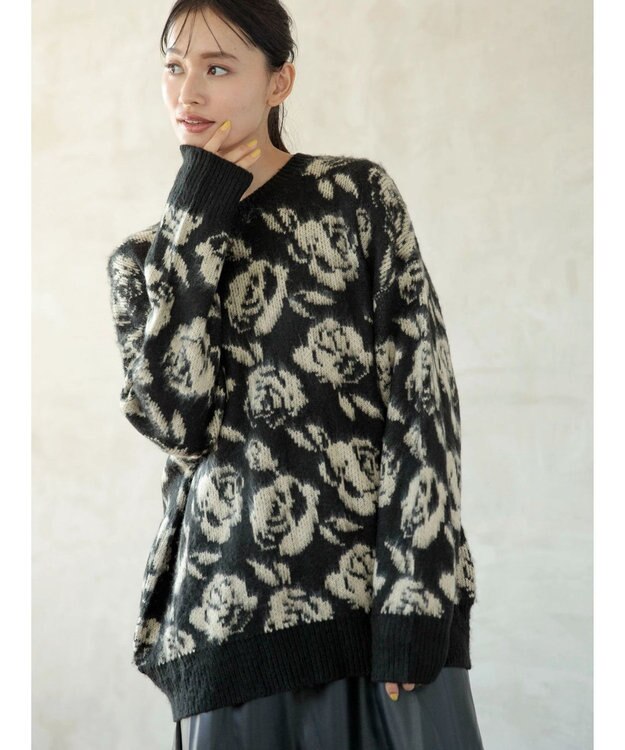 Green Parks ・ＳＵＧＡＲ　ＳＰＯＯＮ　フラワーシャギーニット Black