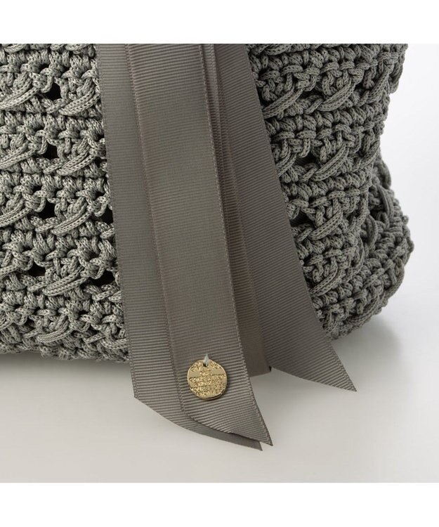 UNBILLION カシュカシュ cachecache / 下がりグログラン柄編みトート カゴバッグ GY