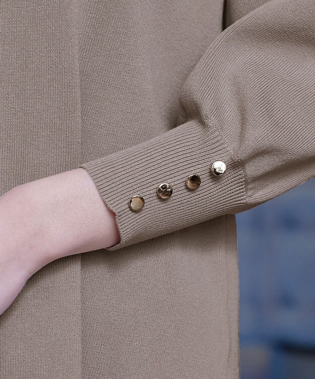 Tiaclasse 【洗える】Vネックラウンドヘムニットチュニック グレージュ