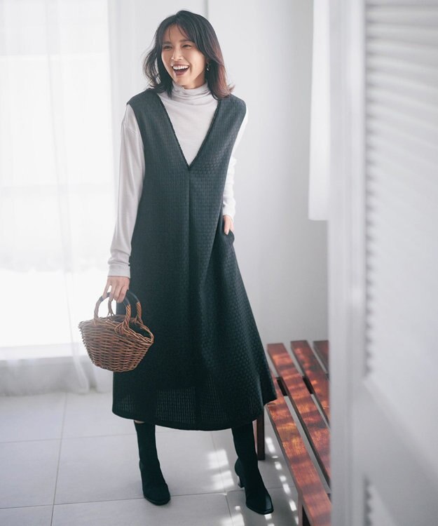 UNFILO ツイード ジャンスカ ブラック