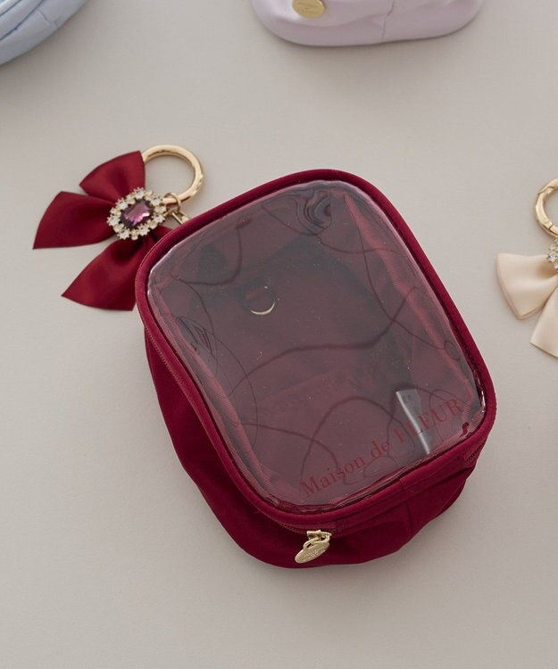 Maison de FLEUR ビジューリボンクリアポーチS Red