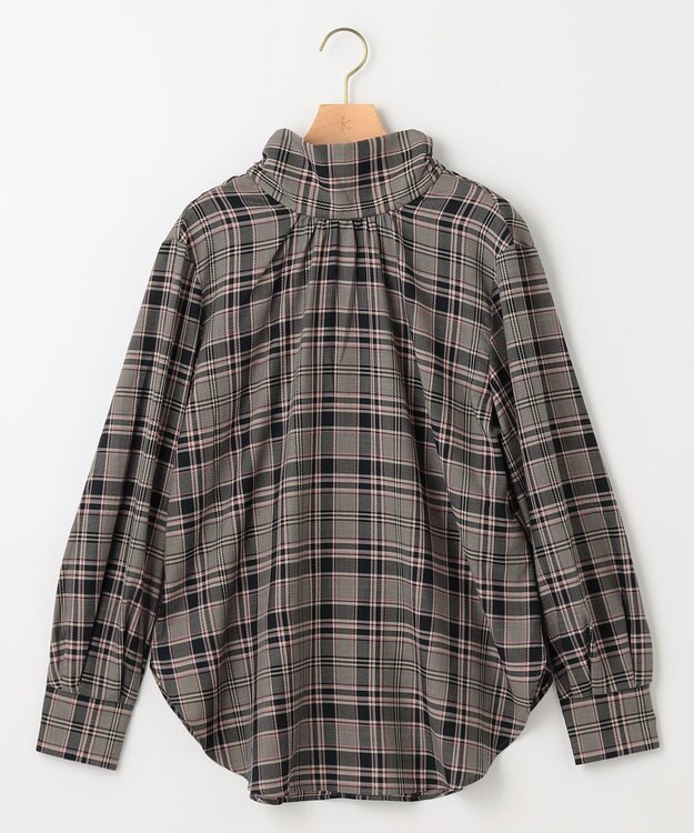 組曲 シアーツイルチェック ハイネックブラウス ベージュ系3