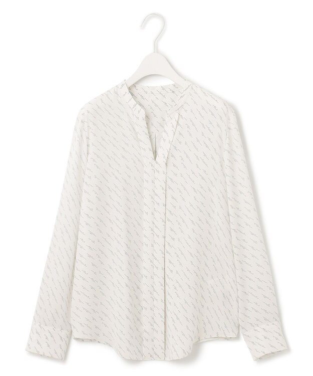 ICB 【洗える・UVケア】BackSatinAmunzen キーネックブラウス ダイアゴナルライン柄系