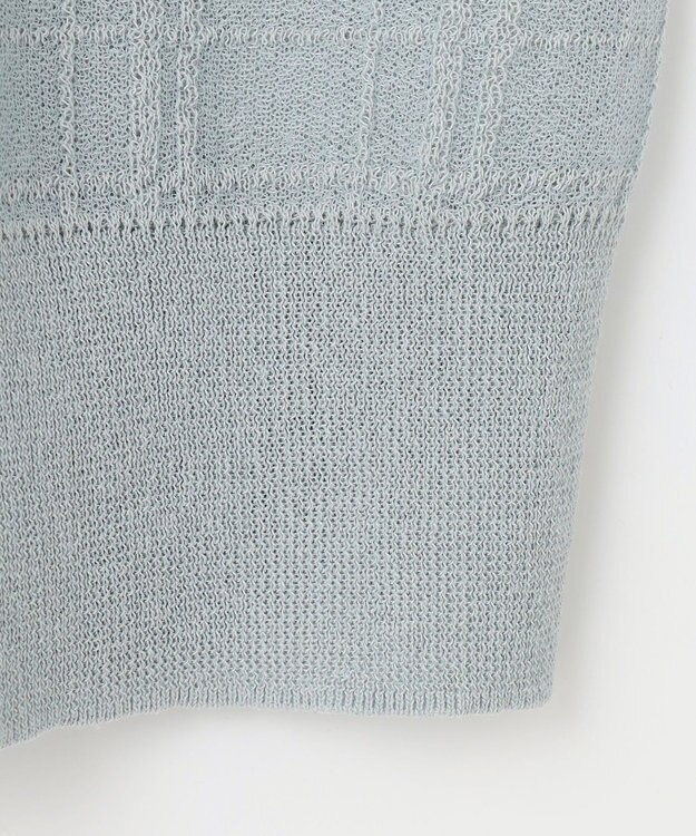 J.PRESS LADIES L 【洗える】SHEER JACQUARD ニット ブルゾン グレイッシュアクア系