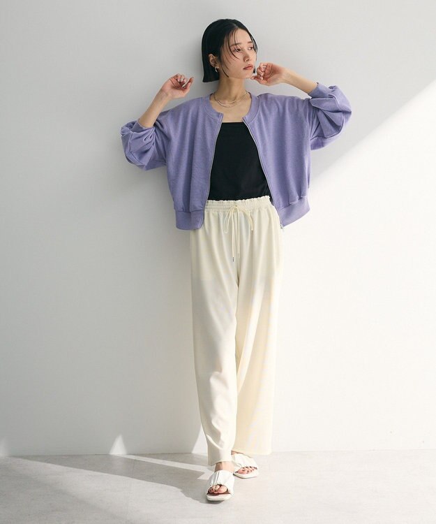 Green Parks ウ゛ィンテージ風ｚｉｐ裏毛カーディガン Purple