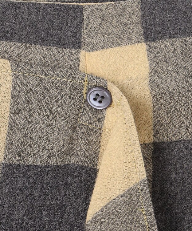 BEIGE， HOBBS / フェイクレザーポケットウールチェックラップスカート L.Mustard ×Md Gray