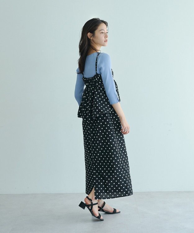 YECCA VECCA ドット柄バルーンキャミワンピース Black