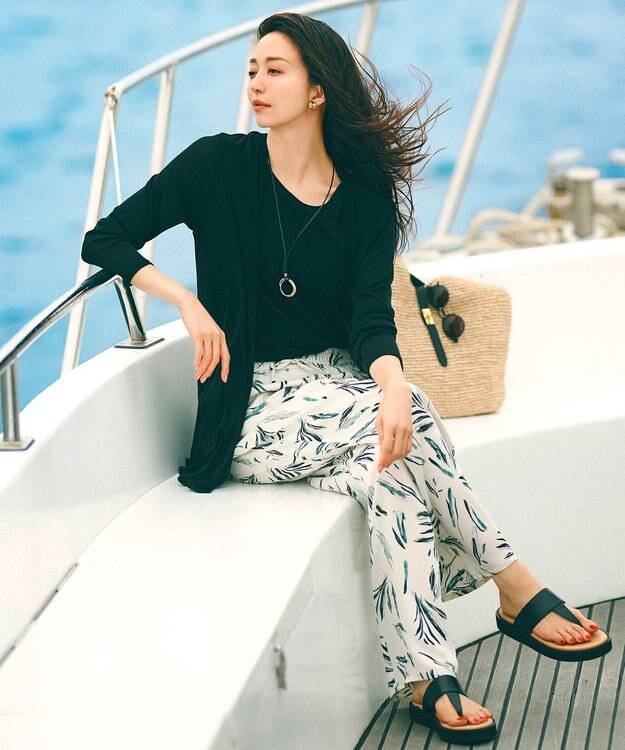 23区 【UVケア/接触冷感】マルチ機能 シアー ロング カーディガン ブラック系