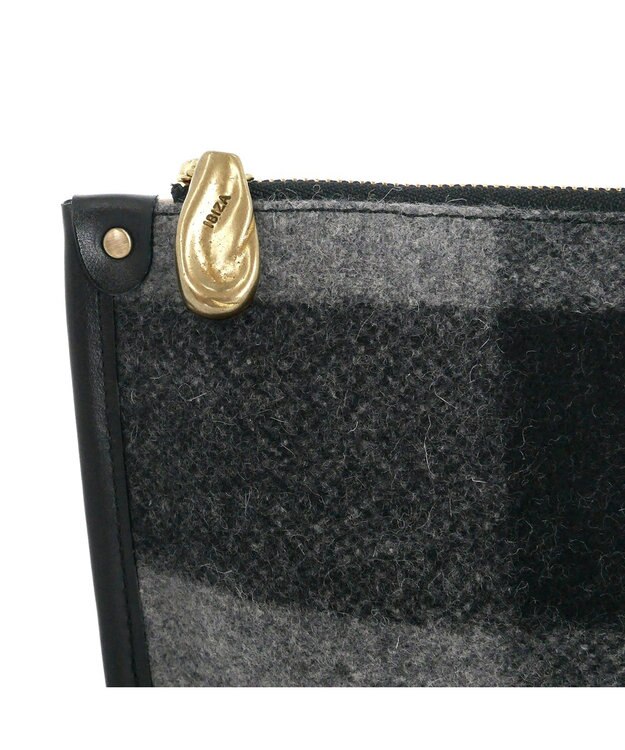 IBIZA プエブロ　ウール/牛革　ポーチ グレー