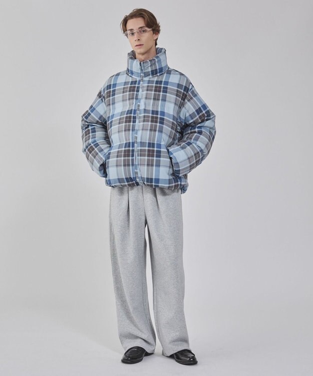 WEGO 【ユニセックス着用ITEM/MLサイズ展開】チェックパファーブルゾン ブルーチェック1