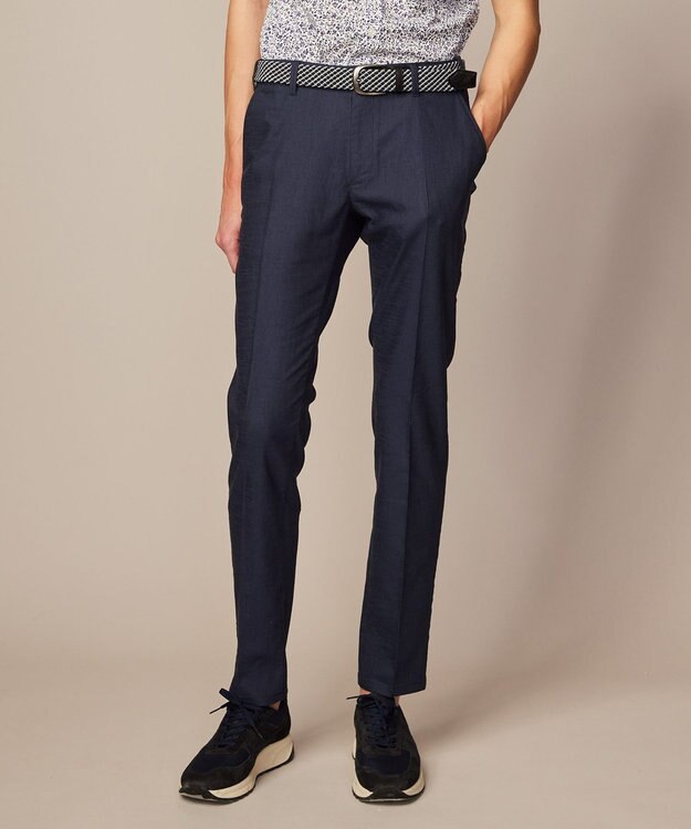 JOSEPH ABBOUD 【ウエストも伸びる！/ストレッチ】ミックスリネンシャンブレーパンツ ネイビー系