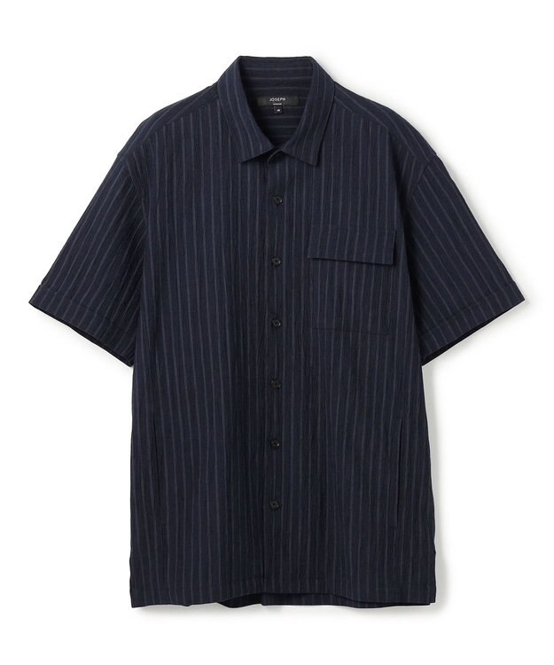 JOSEPH HOMME 【新素材】エアリッジストレッチ ポケット付レギュラーカラー半袖シャツ ネイビー系1