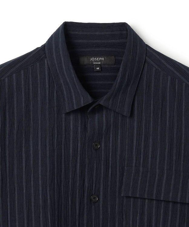 JOSEPH HOMME 【新素材】エアリッジストレッチ ポケット付レギュラーカラー半袖シャツ ネイビー系1