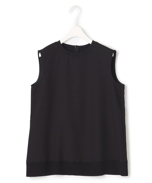 ICB 【洗える】FluidBackSatin ノースリーブプルオーバー ブラック系