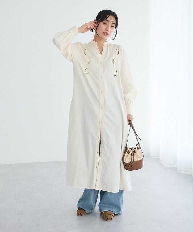 CRAFT STANDARD BOUTIQUE インド製 カットワークシシュウワンピース Natural