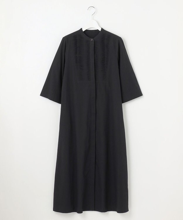 23区 【Indian Factory】コットンポプリン タックディテール シャツワンピース ブラック