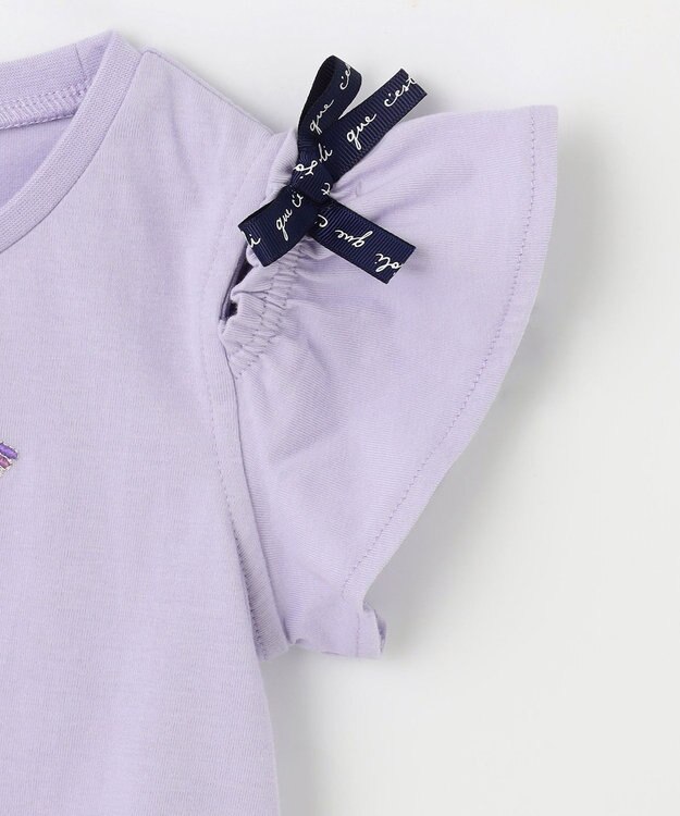 ANY KIDS 刺繍 オン・オフショルダー Tシャツ ラベンダー