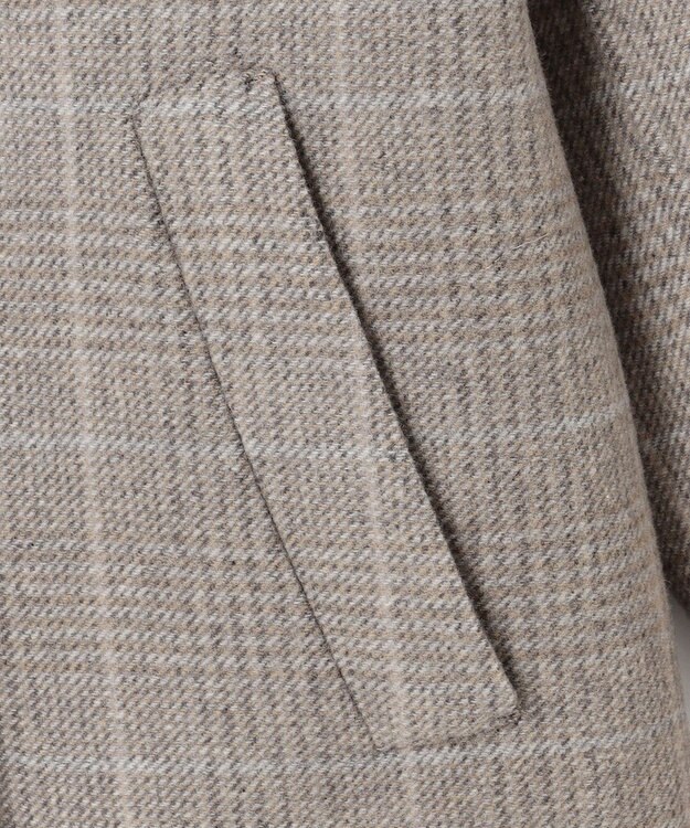 自由区 L 【17号サイズまで展開・カタログ掲載】ウールリバーチェック柄ダブルブレスト コート モカチェック