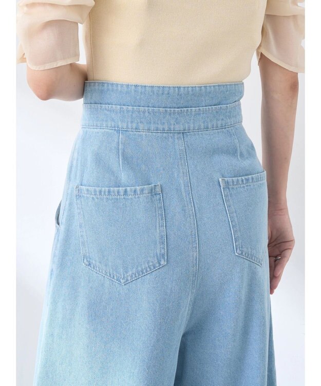 earth music&ecology ダブルベルトデザインワイドパンツ Light Indigo