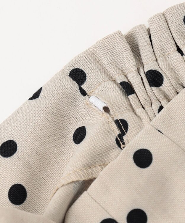 ANY KIDS 麻ライク ドット柄 ガウチョ ベージュドット