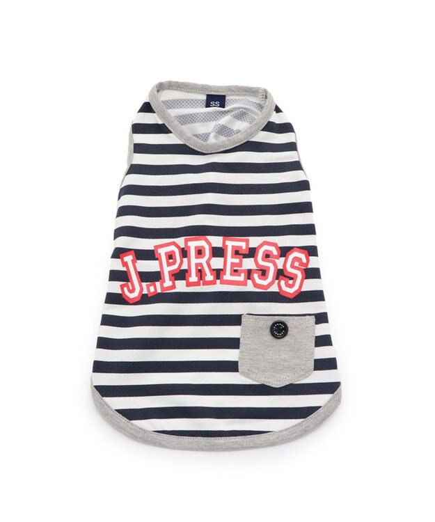 PET PARADISE 犬の服 春夏 ひんやり クール メッシュ 接触冷感 虫除け  J.PRESS カレッジ  Tシャツ 【小型犬】ネイビー オレンジ クールマックスエコメイド ネイビー