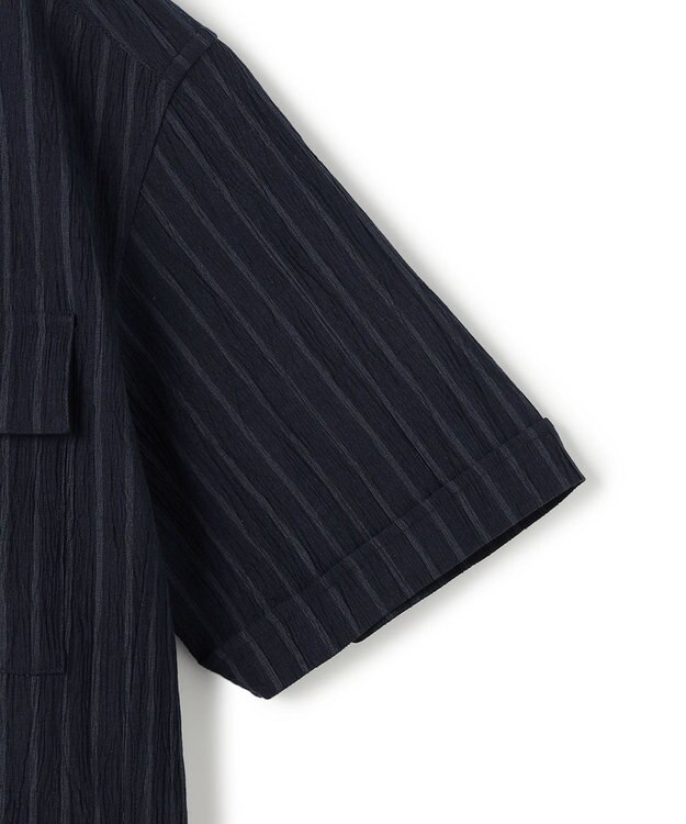 JOSEPH HOMME 【新素材】エアリッジストレッチ ポケット付レギュラーカラー半袖シャツ ネイビー系1