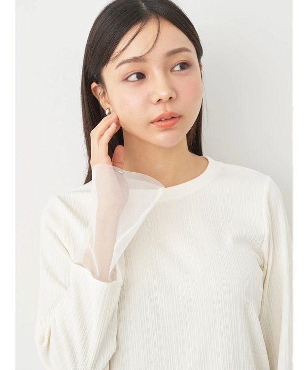 earth music&ecology 袖シアープルオーバー Ivory