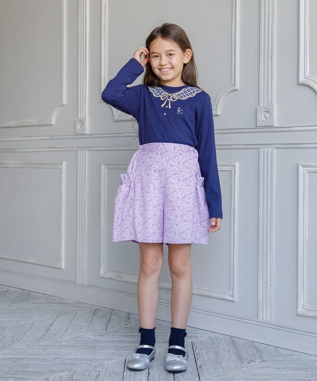 組曲 KIDS 【110-140㎝】トロンプルイユロン Tシャツ ネイビー