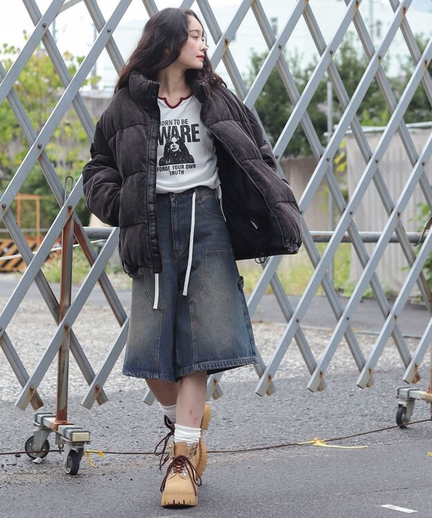 WEGO 【ユニセックス着用ITEM/MLサイズ展開】コーデュロイパファーブルゾン ブラックその他