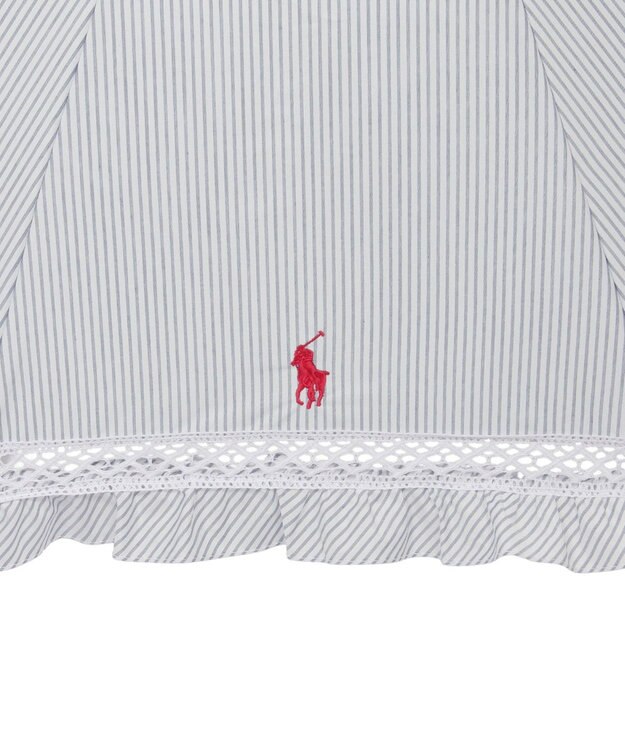 MOONBAT 【遮光/晴雨兼用日傘】POLO RALPH LAUREN(ポロ ラルフローレン) ストライプフリル 折りたたみ傘 楽折 遮熱 UV ネイビー（EC限定色）