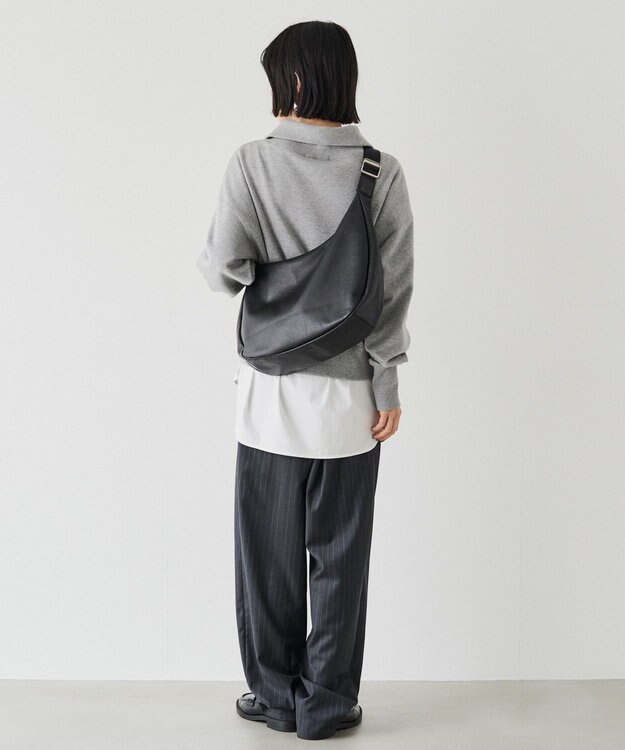 russet ソフトレザーラウンドビッグショルダーバッグ(CE-1325-WEB) Black2（シルバー金具）