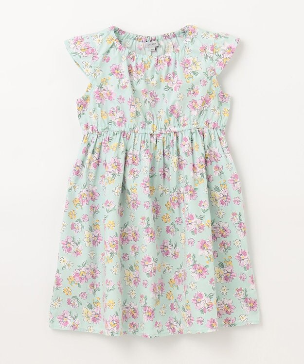 ANY KIDS プリント サマー ワンピース ミント×花柄