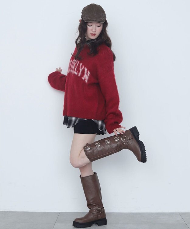 WEGO モヘアタッチBROOKLYNロゴニット レッド