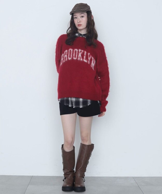 WEGO モヘアタッチBROOKLYNロゴニット レッド