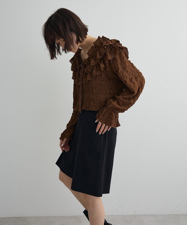 Green Parks ２ＷＡＹフリルブラウス Brown