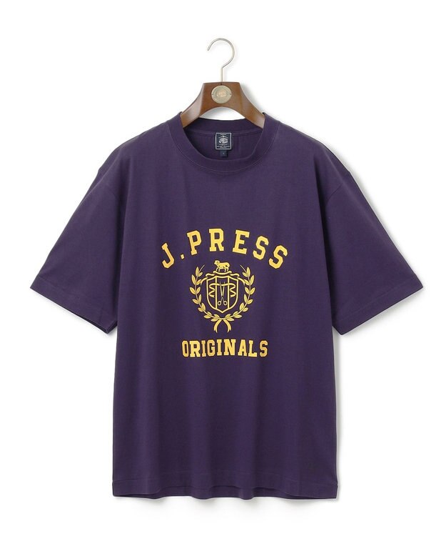 J.PRESS MEN 【J.PRESS ORIGINALS】【UNISEX】Cotton Jersey CRST Logo T-shirt パープル系
