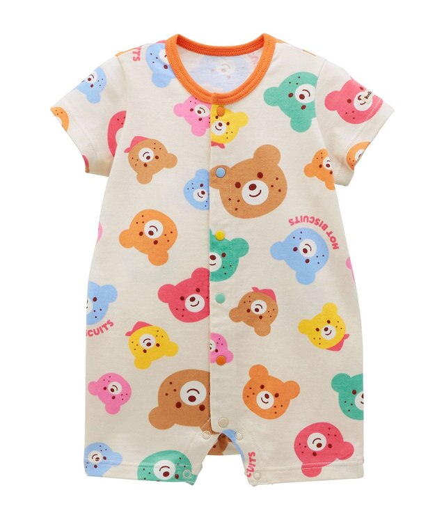 MIKI HOUSE HOT BISCUITS 【70-80cm】 カラフルビーンズ 総柄ショートオール マルチカラー