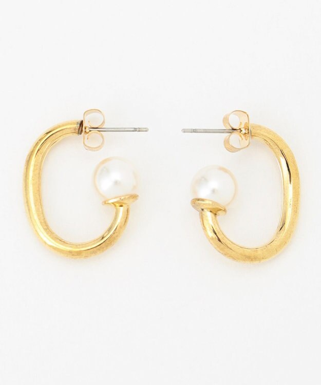 ANY 【WEB限定】ドロップパールピアス（両耳用） ゴールド系